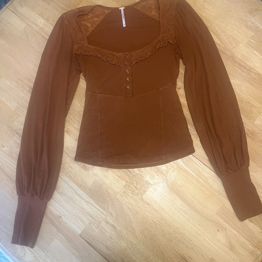 Free People Brown Boho Blouse